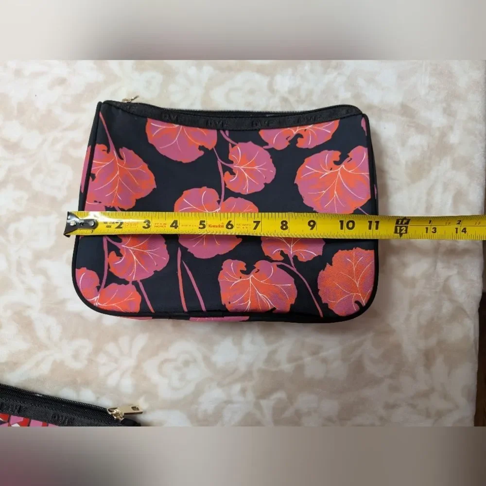 Diane von Furstenberg DVF Geranium Leaf Weekender Travel Bag Pouch Set NWOT
